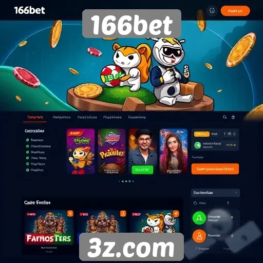Interface do usuário no site de jogos 166bet